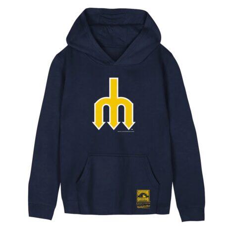 Seattle Mariners Mitchell & Ness Youth Retro Logo Hoodie - Navy - Front View
