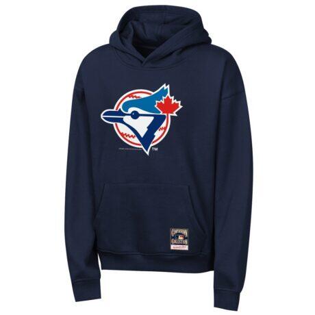 Toronto Blue Jays Mitchell & Ness Youth Retro Logo Hoodie - Navy - Front View