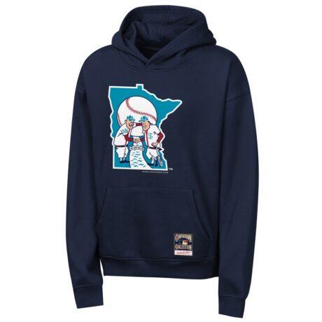 Minnesota Twins Mitchell & Ness Youth Retro Logo Hoodie - Navy - Front View