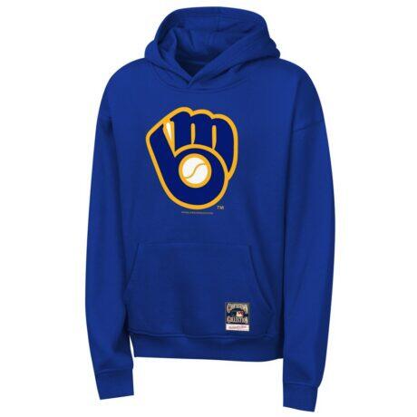 Milwaukee Brewers Mitchell & Ness Youth Retro Logo Hoodie - - Front View