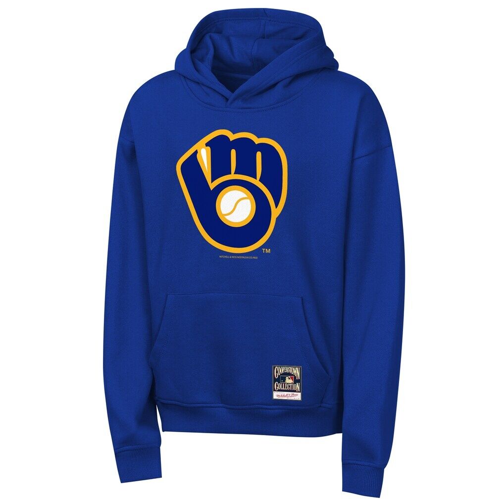 Milwaukee Brewers Mitchell & Ness Youth Retro Logo Hoodie - Royal