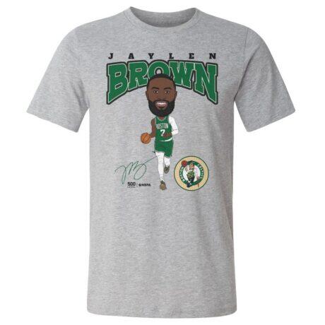 Jaylen Brown Boston Celtics 500 Level Hardwood Comic T-Shirt - - Front View