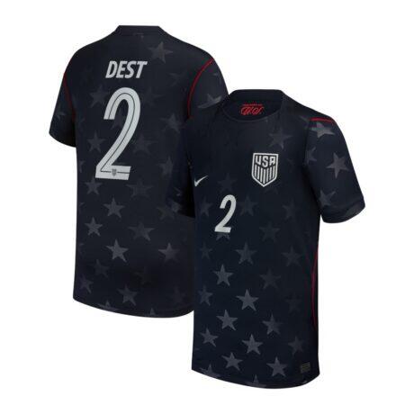 Sergiño Dest USMNT Nike Youth 2026/27 Away Match Authentic Jersey - Blue - Front View