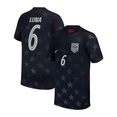 Diego Luna USMNT Nike Youth 2026/27 Away Stadium Replica Jersey - Blue - Front View