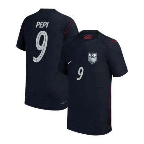 Ricardo Pepi USMNT Nike Youth 2026/27 Away Match Authentic Jersey - Blue - Front View