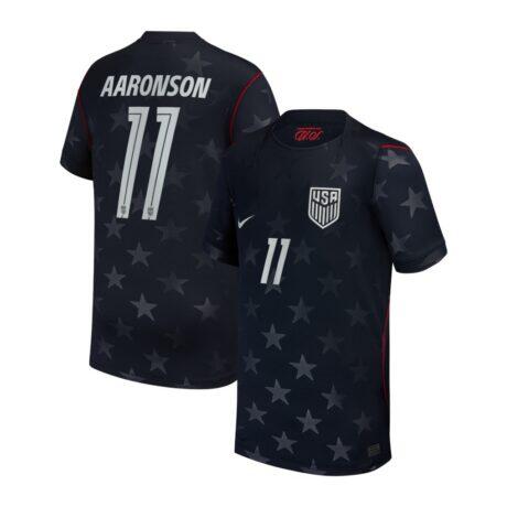 Brenden Aaronson USMNT Nike Youth 2026/27 Away Stadium Replica Jersey - Blue - Front View