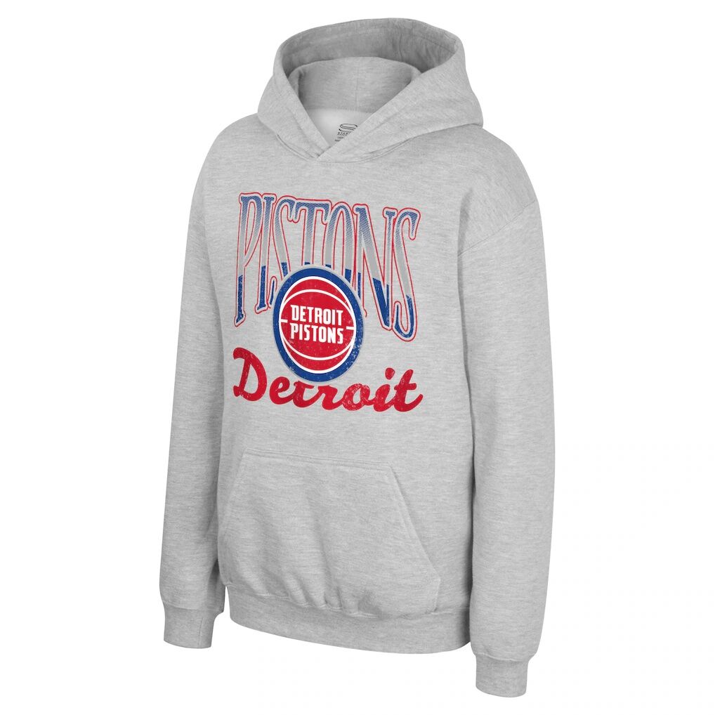 Detroit Pistons Stadium Essentials Youth Sky High Hoodie - Heather Gray