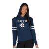 Winnipeg Jets Concepts Sport Women's Marathon Long-Sleeve Hooded T-Shirt - Navy - Front View
