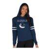 Vancouver Canucks Concepts Sport Women's Marathon Long-Sleeve Hooded T-Shirt - Navy - Front View