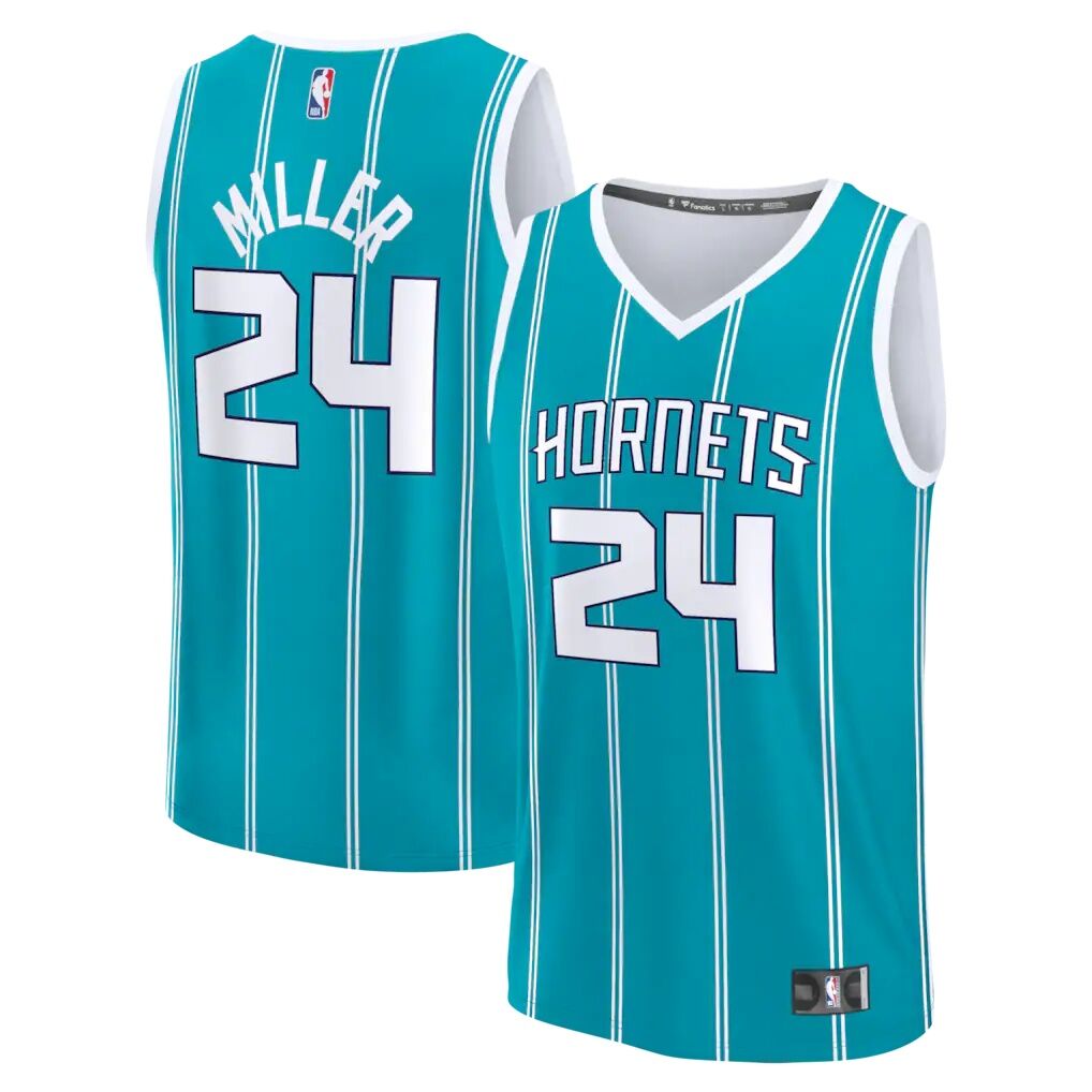 Brandon Miller Charlotte Hornets Fashion7 Youth Fast Break Replica Jersey – Teal – Icon Edition