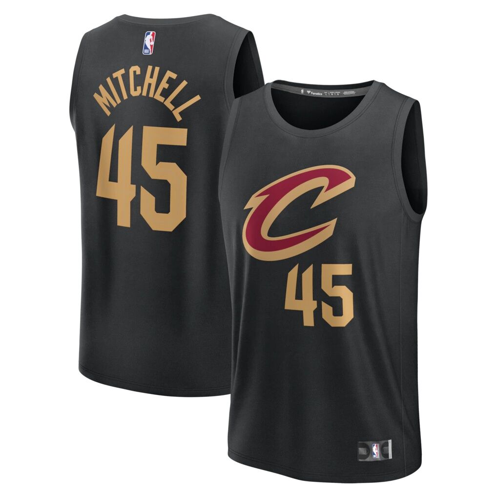 Donovan Mitchell Cleveland Cavaliers Fanatics Youth Fast Break Replica Jersey – Black – Statement Edition