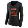 Atlanta Hawks Women's Home Court Pop Personalized Name & Number Long Sleeve V-Neck T-Shirt - Black - Side View