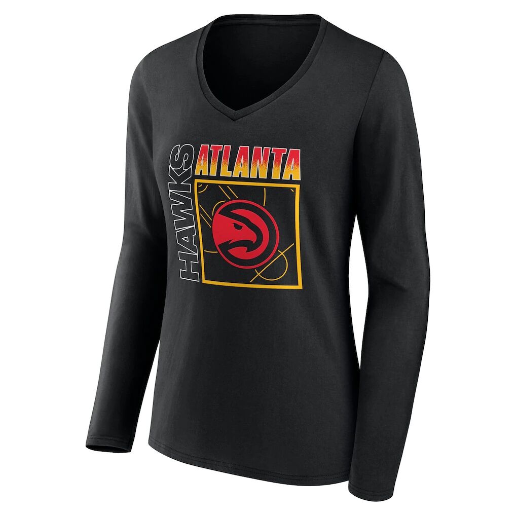 Atlanta Hawks Women's Home Court Pop Personalized Name & Number Long Sleeve V-Neck T-Shirt