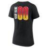 Atlanta Hawks Women's Home Court Pop Personalized Name & Number V-Neck T-Shirt - Black - Detail View