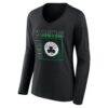 Boston Celtics Women's Home Court Pop Personalized Name & Number Long Sleeve V-Neck T-Shirt - Black - Side View