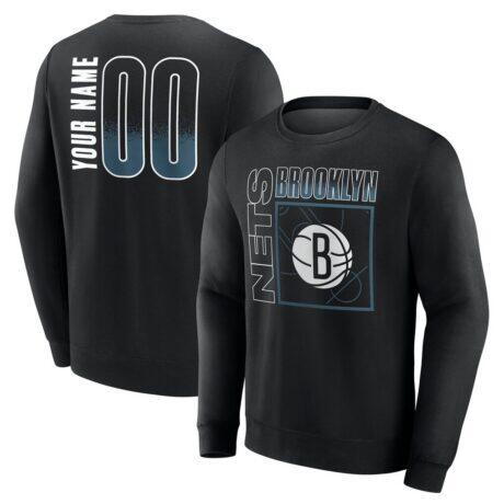 Brooklyn Nets Home Court Pop Personalized Name & Number Sweatshirt - Black - Front View