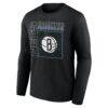 Brooklyn Nets Home Court Pop Personalized Name & Number Long Sleeve T-Shirt - Black - Side View