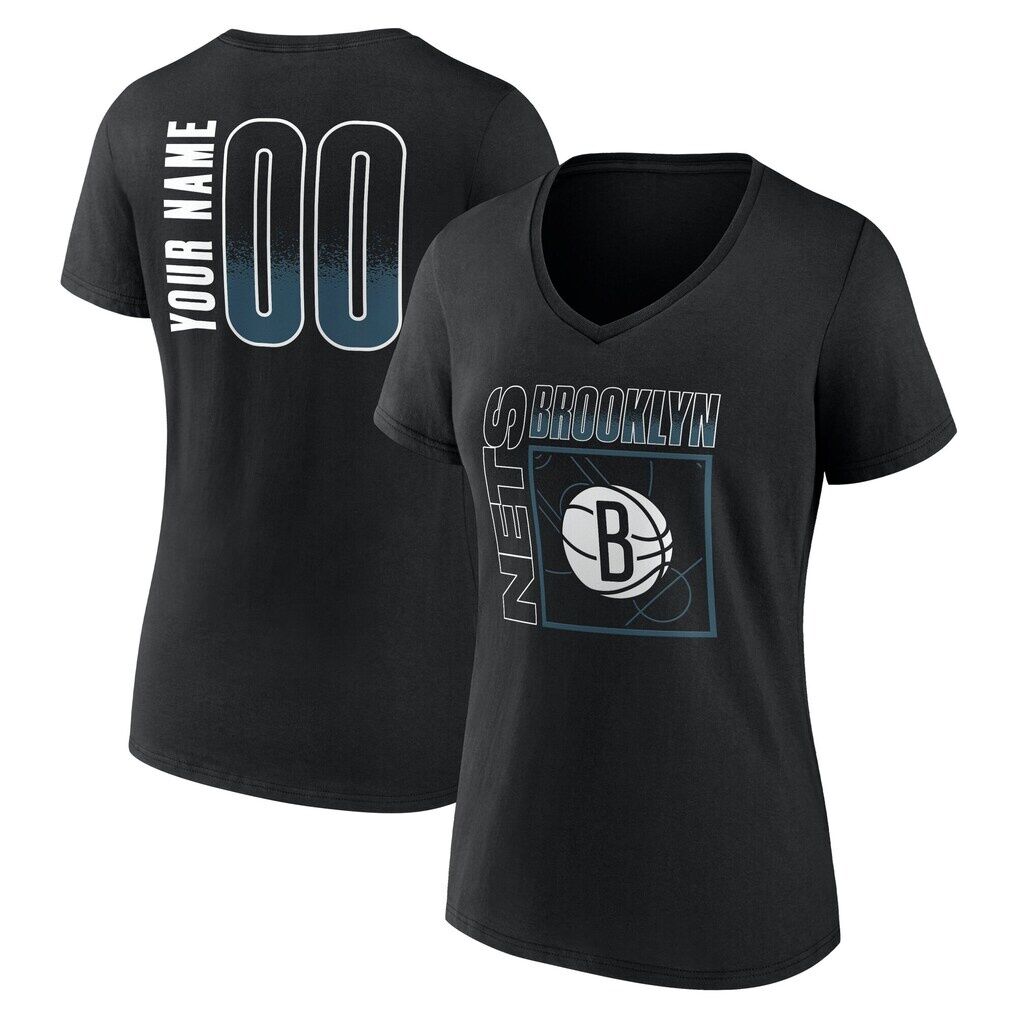Brooklyn Nets Women's Home Court Pop Personalized Name & Number V-Neck T-Shirt