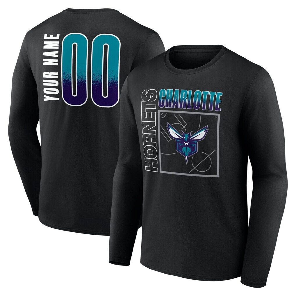 Charlotte Hornets  Home Court Pop Personalized Name & Number Long Sleeve T-Shirt
