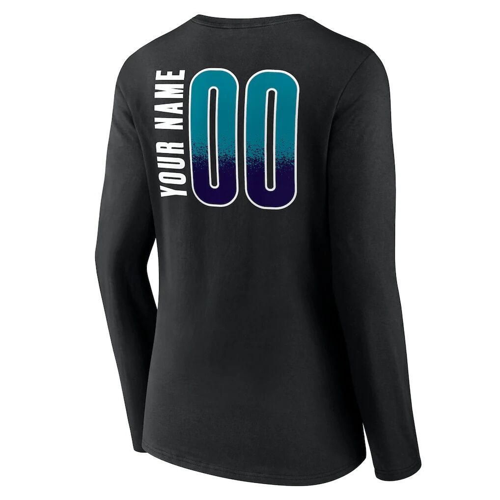 Charlotte Hornets Women's Home Court Pop Personalized Name & Number Long Sleeve V-Neck T-Shirt