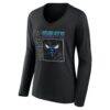 Charlotte Hornets Women's Home Court Pop Personalized Name & Number Long Sleeve V-Neck T-Shirt - Black - Side View