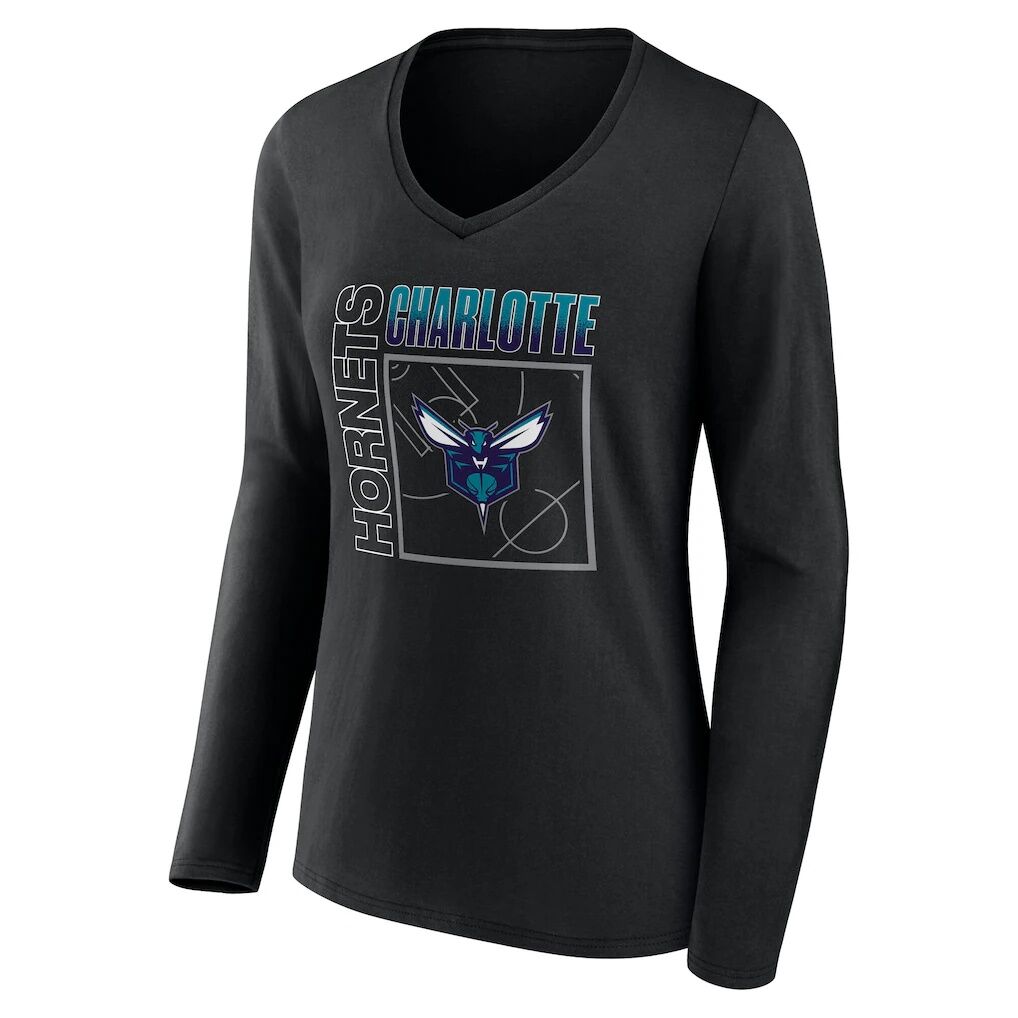 Charlotte Hornets Women's Home Court Pop Personalized Name & Number Long Sleeve V-Neck T-Shirt