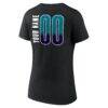 Charlotte Hornets Women's Home Court Pop Personalized Name & Number V-Neck T-Shirt - Black - Detail View