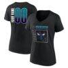 Charlotte Hornets Women's Home Court Pop Personalized Name & Number V-Neck T-Shirt - Black - Front View