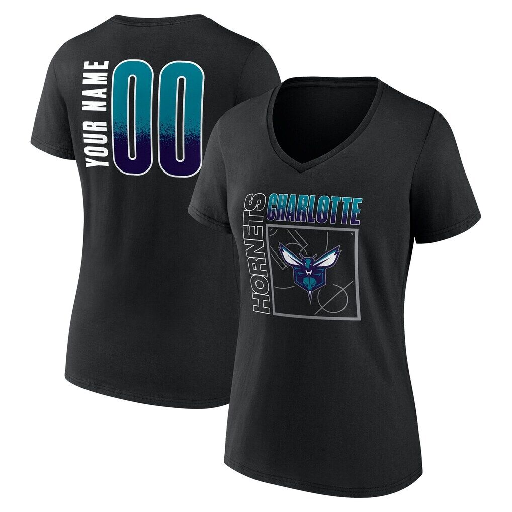 Charlotte Hornets Women's Home Court Pop Personalized Name & Number V-Neck T-Shirt