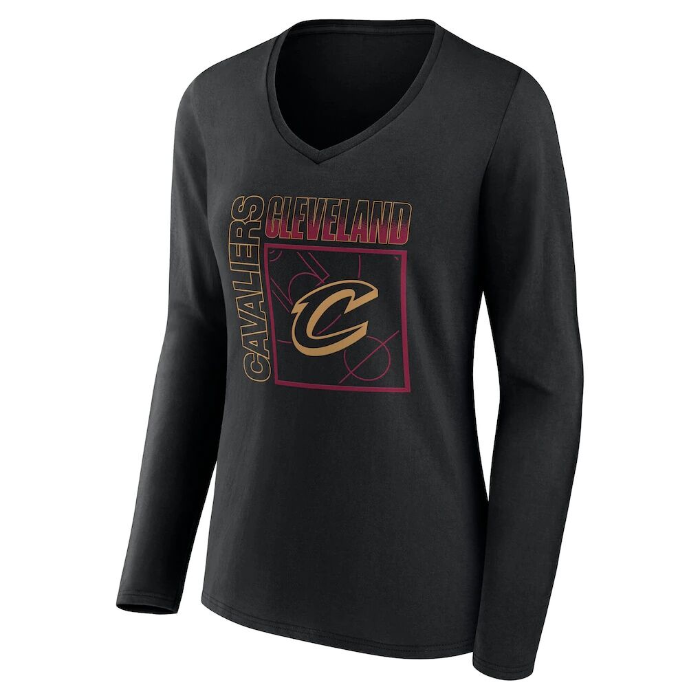Cleveland Cavaliers Women's Home Court Pop Personalized Name & Number Long Sleeve V-Neck T-Shirt