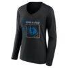 Dallas Mavericks Women's Home Court Pop Personalized Name & Number Long Sleeve V-Neck T-Shirt - Black - Side View