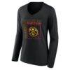 Denver Nuggets Women's Home Court Pop Personalized Name & Number Long Sleeve V-Neck T-Shirt - Black - Side View
