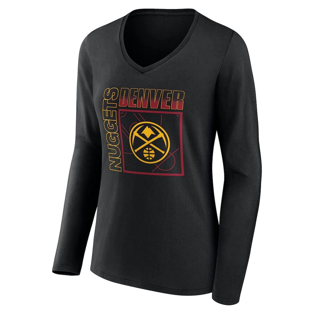 Denver Nuggets Women's Home Court Pop Personalized Name & Number Long Sleeve V-Neck T-Shirt