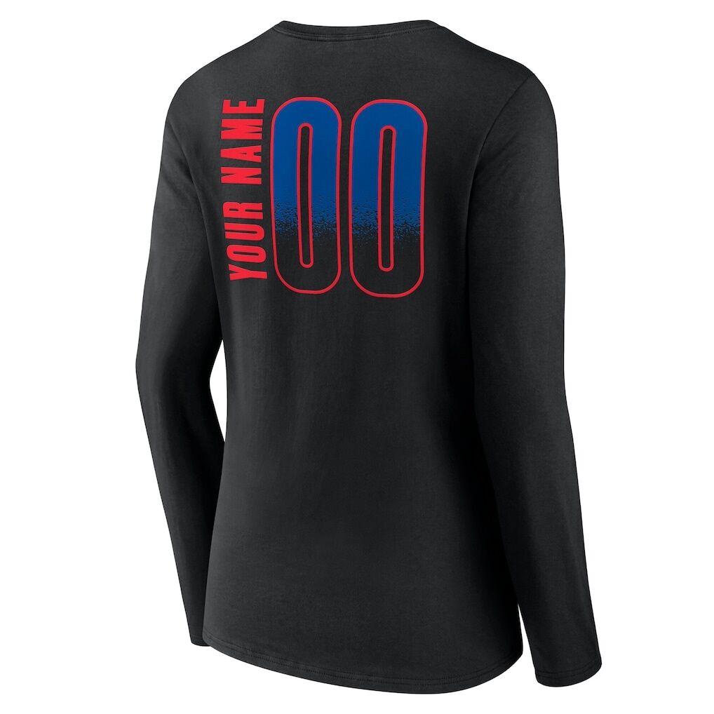 Detroit Pistons Women's Home Court Pop Personalized Name & Number Long Sleeve V-Neck T-Shirt