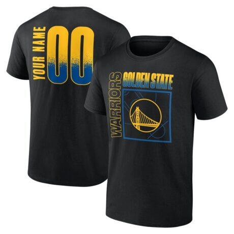 Golden State Warriors Home Court Pop Personalized Name & Number T-Shirt - Black - Front View
