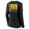 Golden State Warriors Women's Home Court Pop Personalized Name & Number Long Sleeve V-Neck T-Shirt - Black - Detail View
