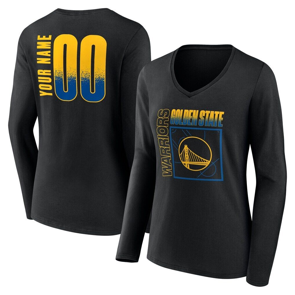 Golden State Warriors Women's Home Court Pop Personalized Name & Number Long Sleeve V-Neck T-Shirt