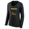 Golden State Warriors Women's Home Court Pop Personalized Name & Number Long Sleeve V-Neck T-Shirt - Black - Side View