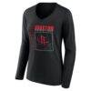 Houston Rockets Women's Home Court Pop Personalized Name & Number Long Sleeve V-Neck T-Shirt - Black - Side View