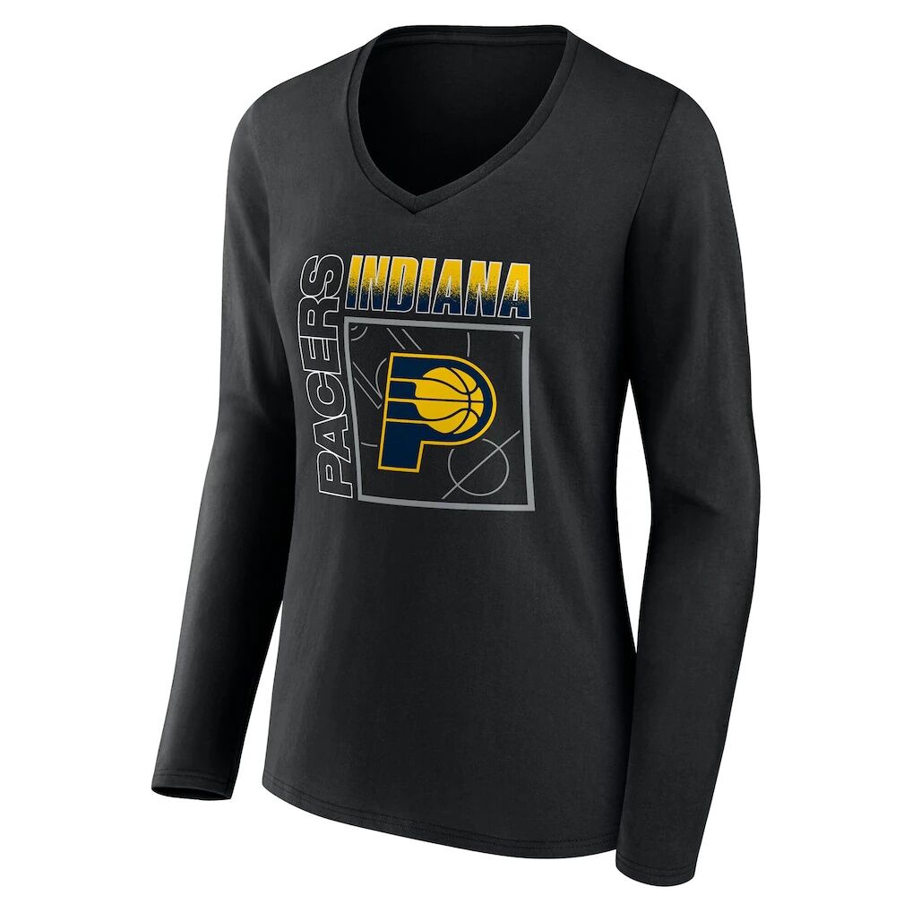 Indiana Pacers Women's Home Court Pop Personalized Name & Number Long Sleeve V-Neck T-Shirt