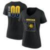 Indiana Pacers Women's Home Court Pop Personalized Name & Number V-Neck T-Shirt - Black - Front View