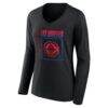 LA Clippers Women's Home Court Pop Personalized Name & Number Long Sleeve V-Neck T-Shirt - Black - Side View