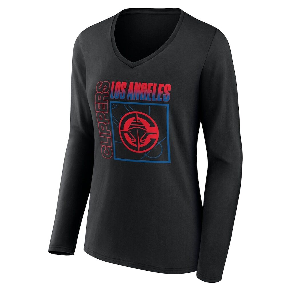 LA Clippers Women's Home Court Pop Personalized Name & Number Long Sleeve V-Neck T-Shirt