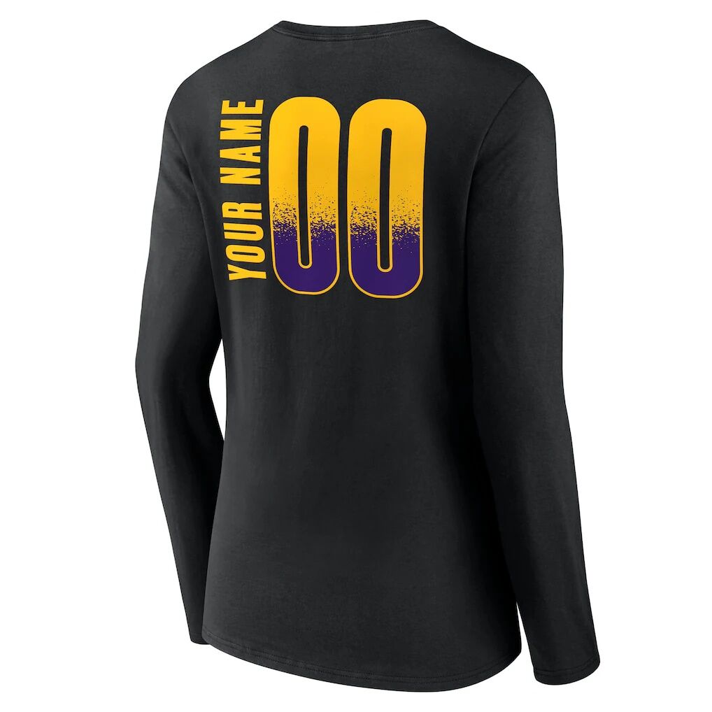 Los Angeles Lakers Women's Home Court Pop Personalized Name & Number Long Sleeve V-Neck T-Shirt