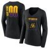Los Angeles Lakers Women's Home Court Pop Personalized Name & Number Long Sleeve V-Neck T-Shirt - Black - Front View