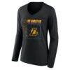 Los Angeles Lakers Women's Home Court Pop Personalized Name & Number Long Sleeve V-Neck T-Shirt - Black - Side View