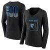 Memphis Grizzlies Women's Home Court Pop Personalized Name & Number Long Sleeve V-Neck T-Shirt - Black - Front View
