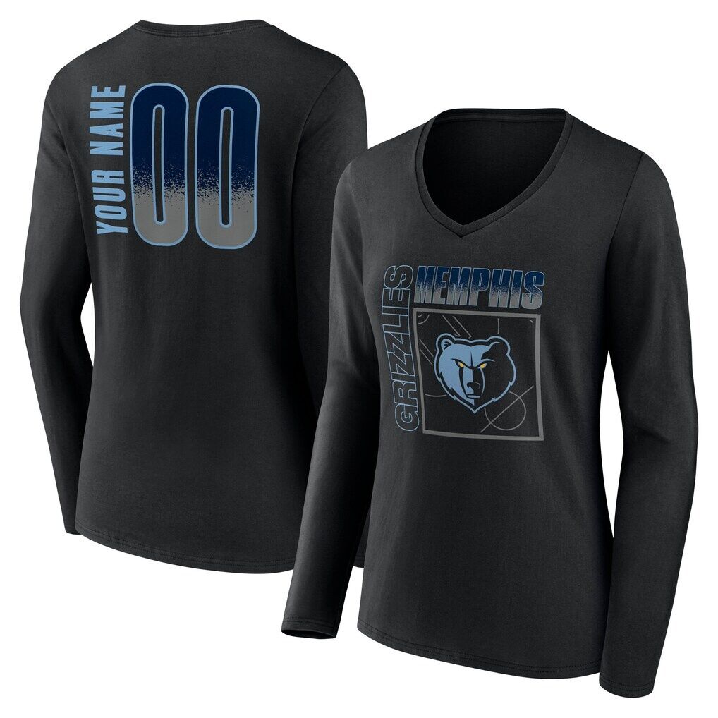 Memphis Grizzlies Women's Home Court Pop Personalized Name & Number Long Sleeve V-Neck T-Shirt