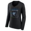 Memphis Grizzlies Women's Home Court Pop Personalized Name & Number Long Sleeve V-Neck T-Shirt - Black - Side View