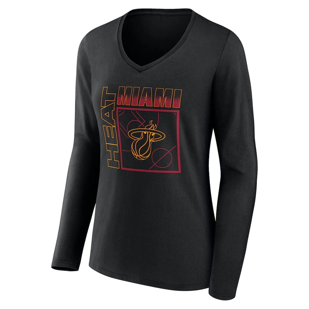 Miami Heat Women's Home Court Pop Personalized Name & Number Long Sleeve V-Neck T-Shirt